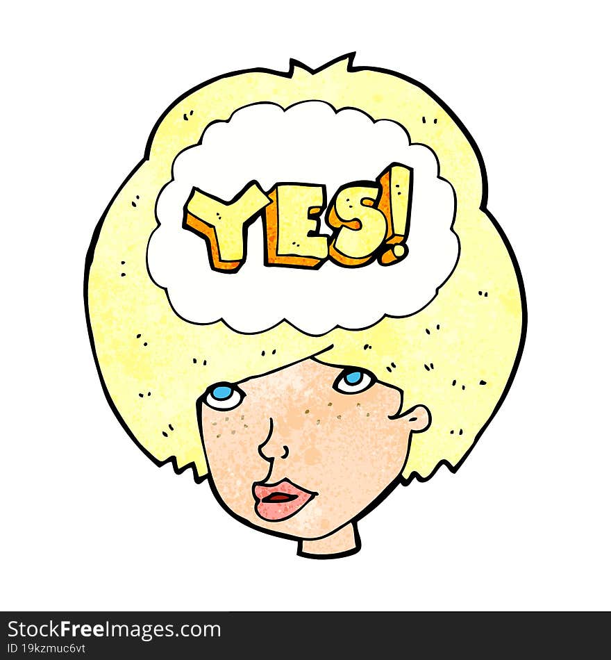 cartoon woman thinking yes