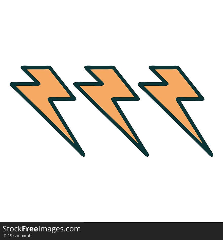 tattoo style icon of lightning  bolts