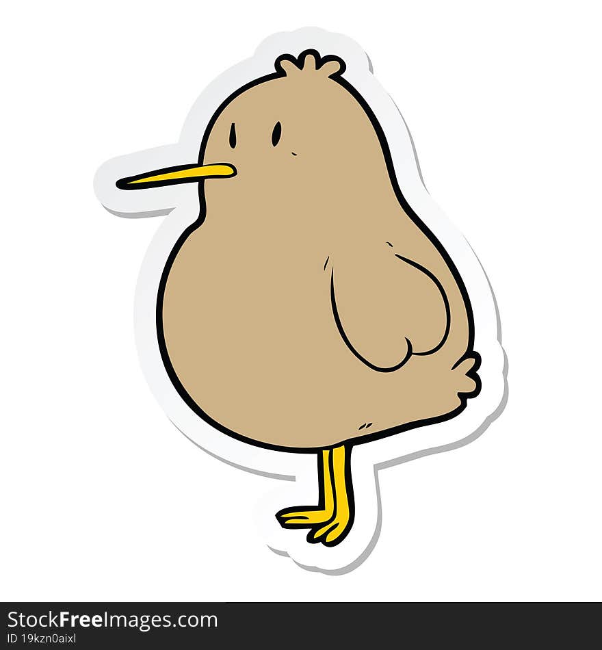 sticker of a cartoon kiwi bird