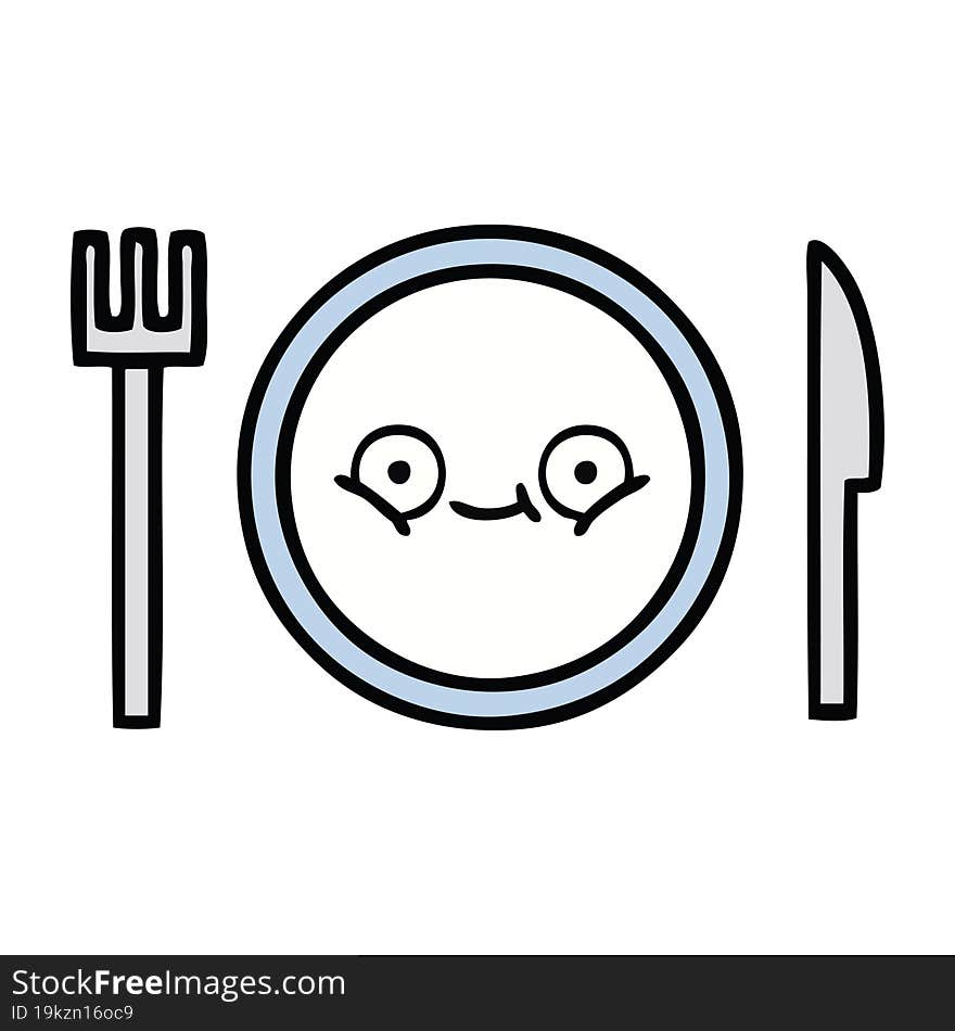 cute cartoon of a dinner plate. cute cartoon of a dinner plate