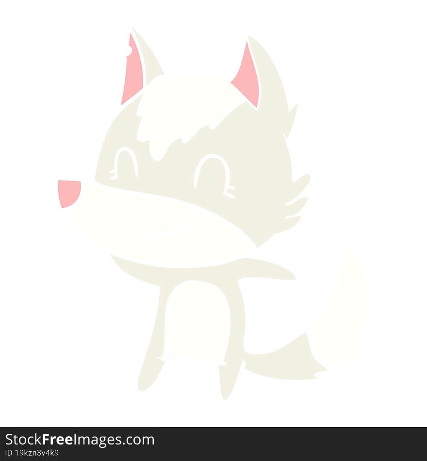 friendly flat color style cartoon wolf