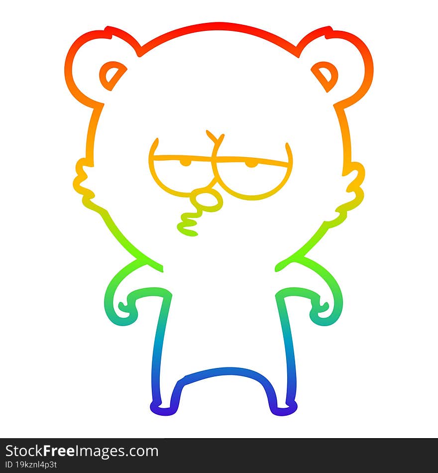 rainbow gradient line drawing bored bear cartoon