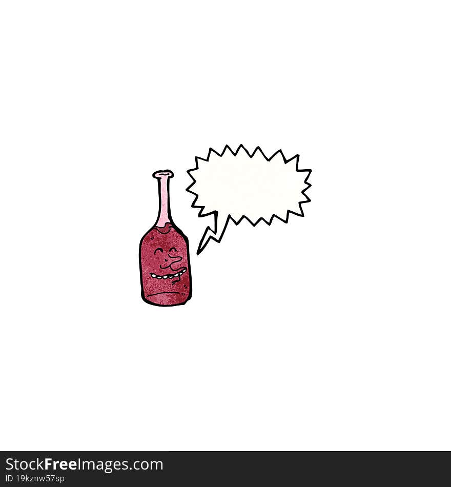 cartoon red wine bottle with speech bubble