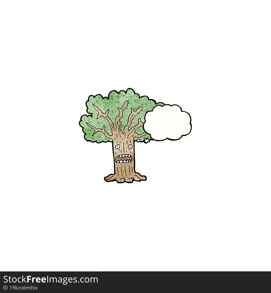 tree with thought bubble cartoon