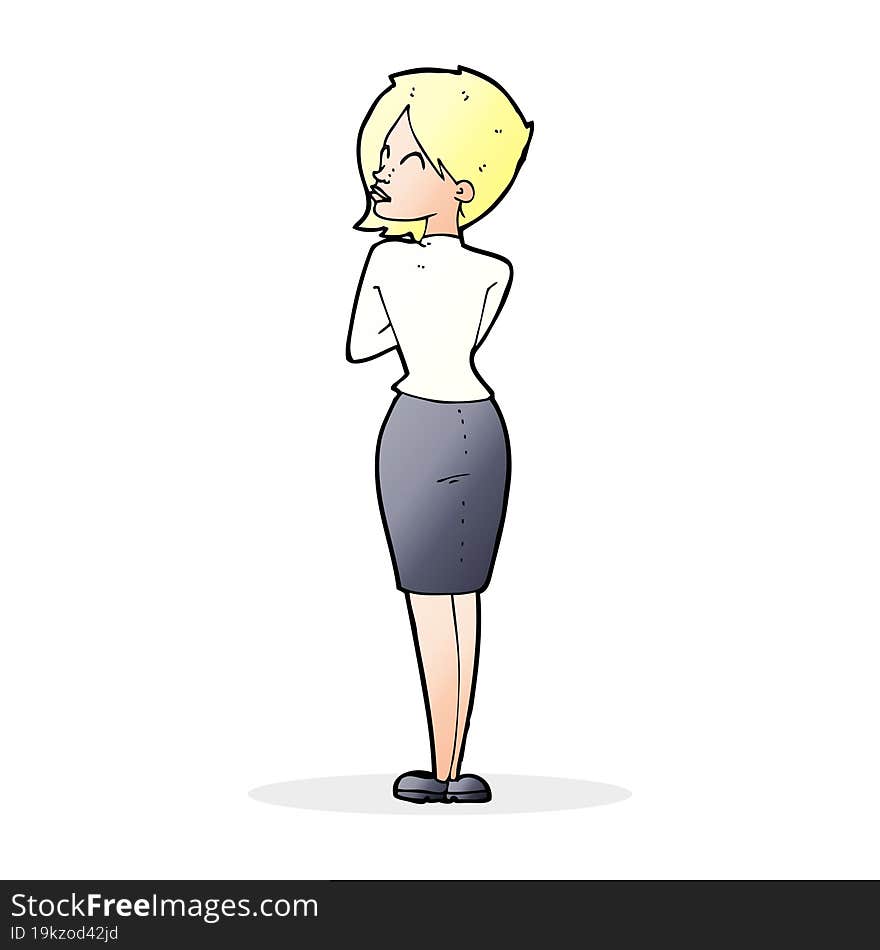 Cartoon Businesswoman Ignoring