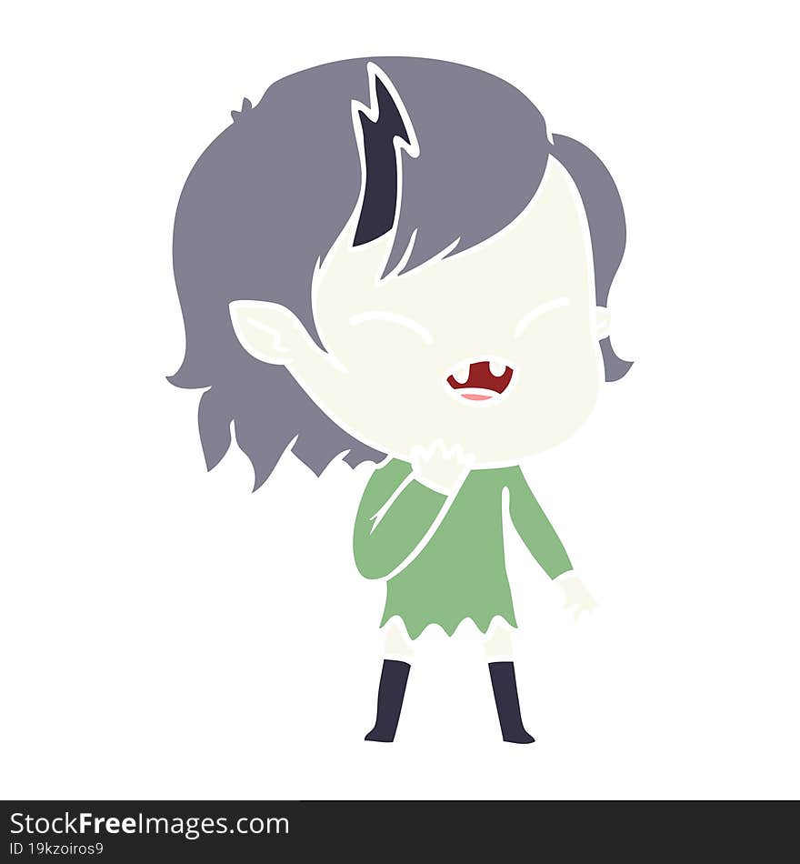 flat color style cartoon laughing vampire girl