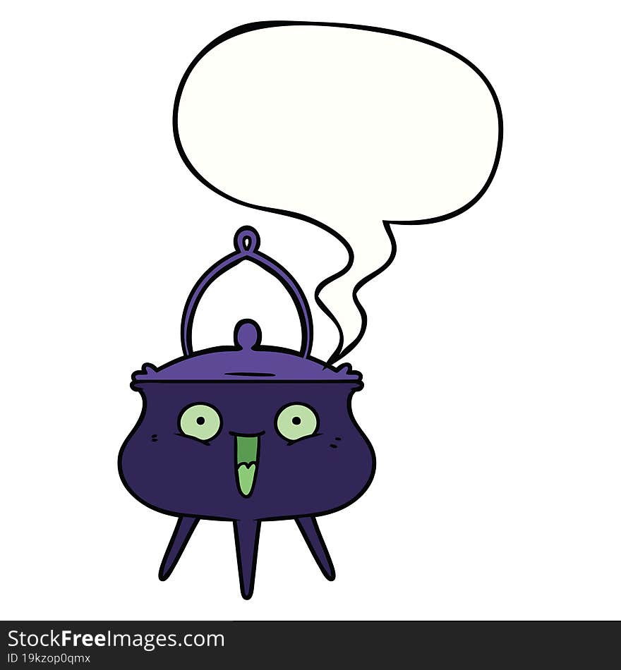 halloween cauldron cartoon and speech bubble