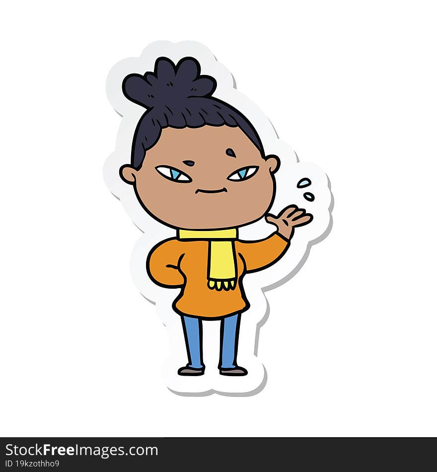 sticker of a cartoon woman