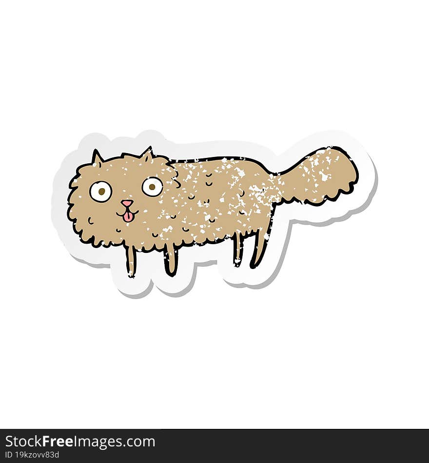 retro distressed sticker of a cartoon furry cat