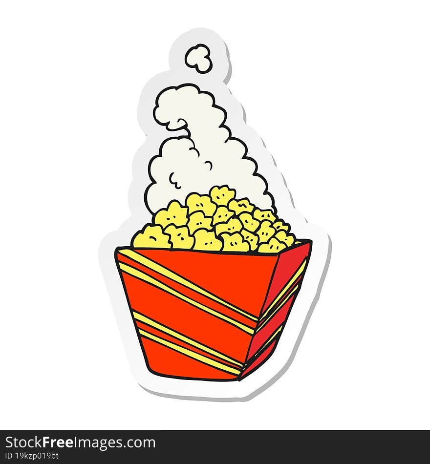 sticker of a cartoon fresh popcorn