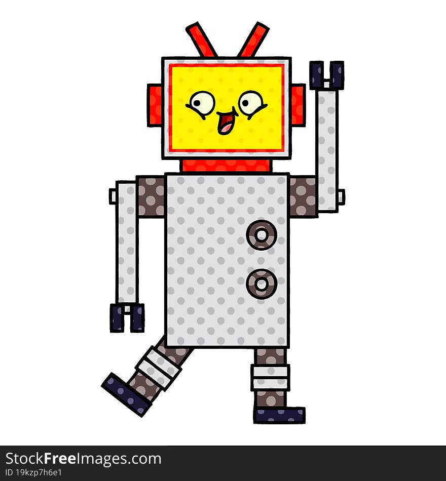 Comic Book Style Cartoon Robot