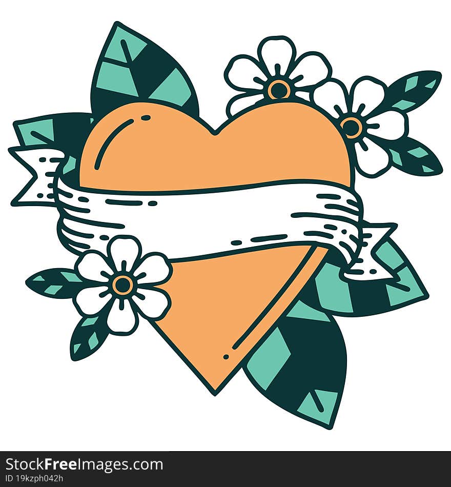 Tattoo Style Icon Of A Heart And Banner