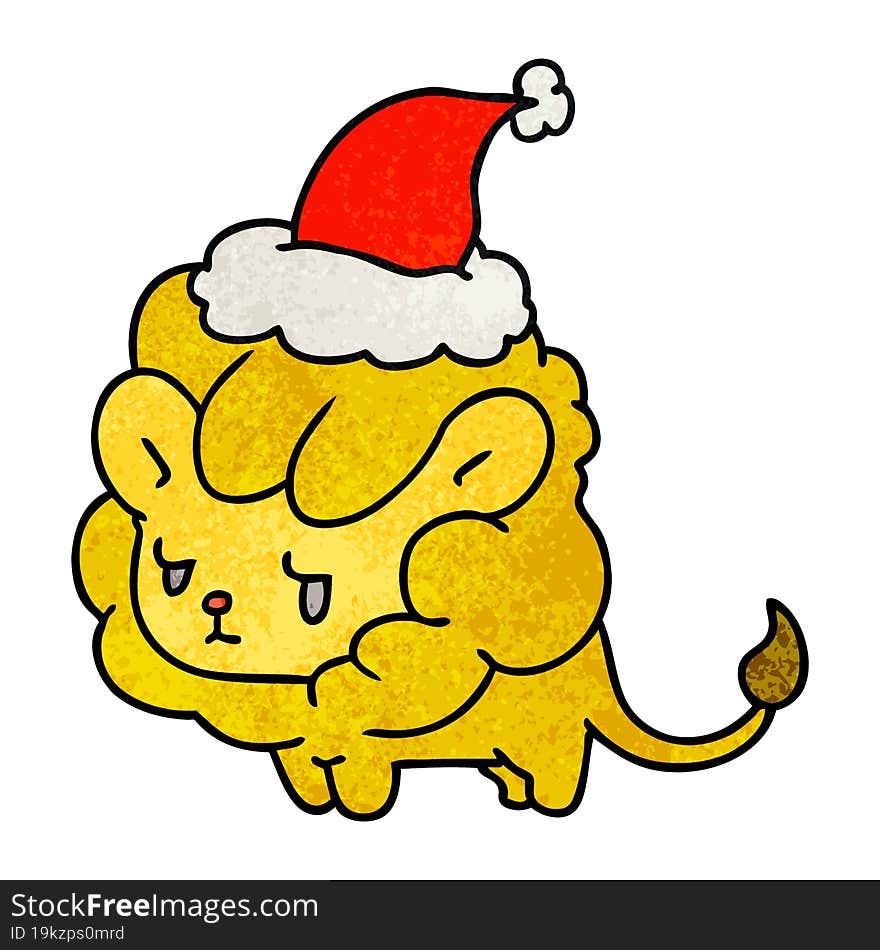 christmas textured cartoon of kawaii lion