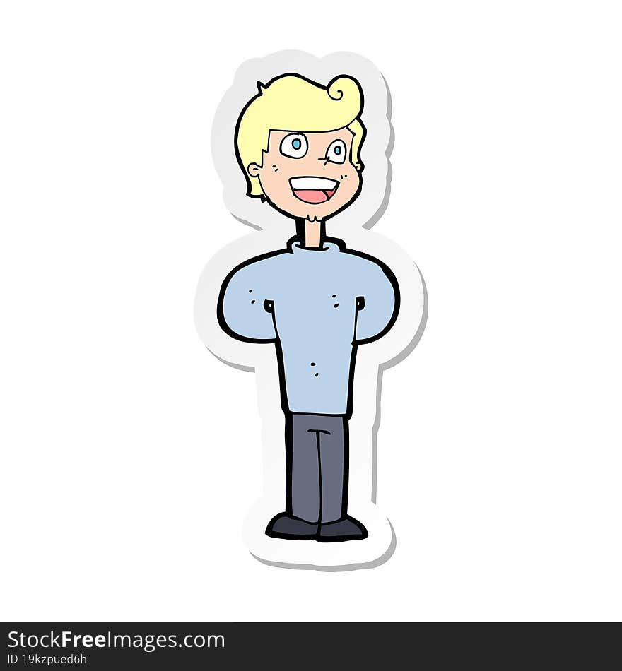 sticker of a cartoon happy man