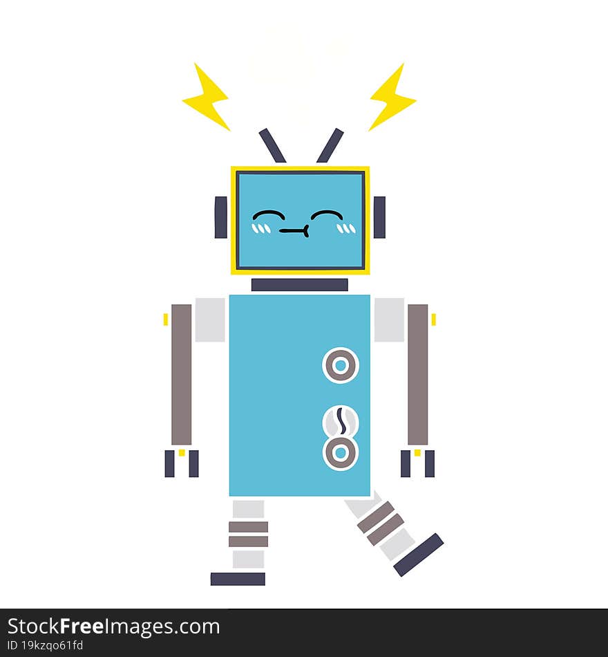 Flat Color Retro Cartoon Robot