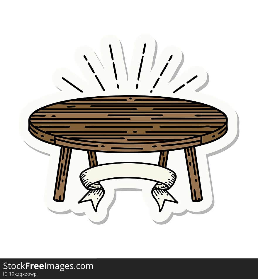 sticker of a tattoo style wood table