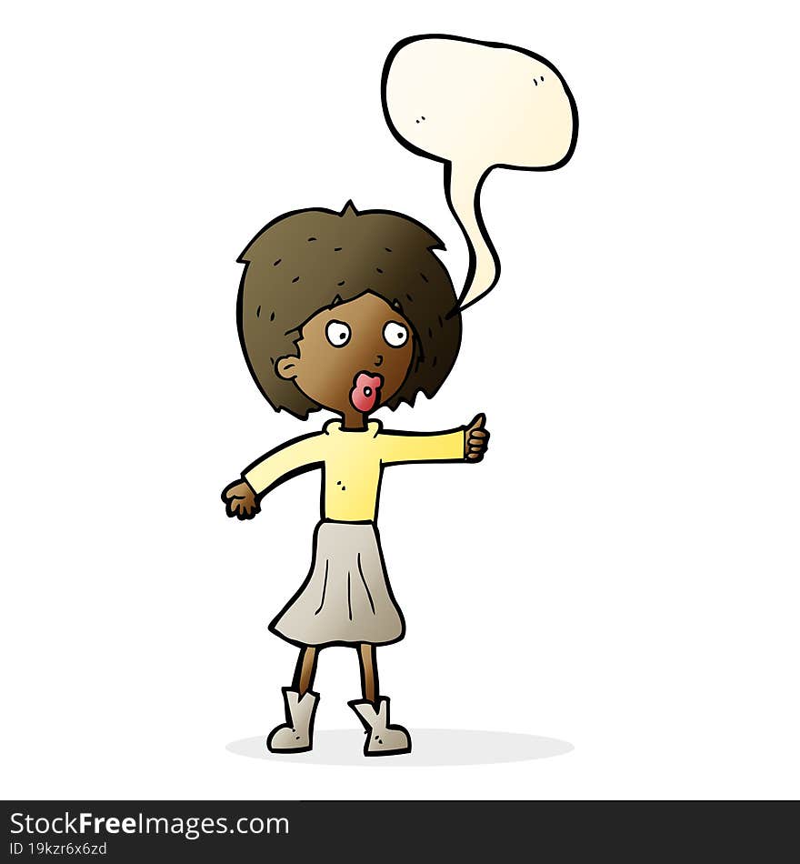 Cartoon Woman  With Speech Bubble