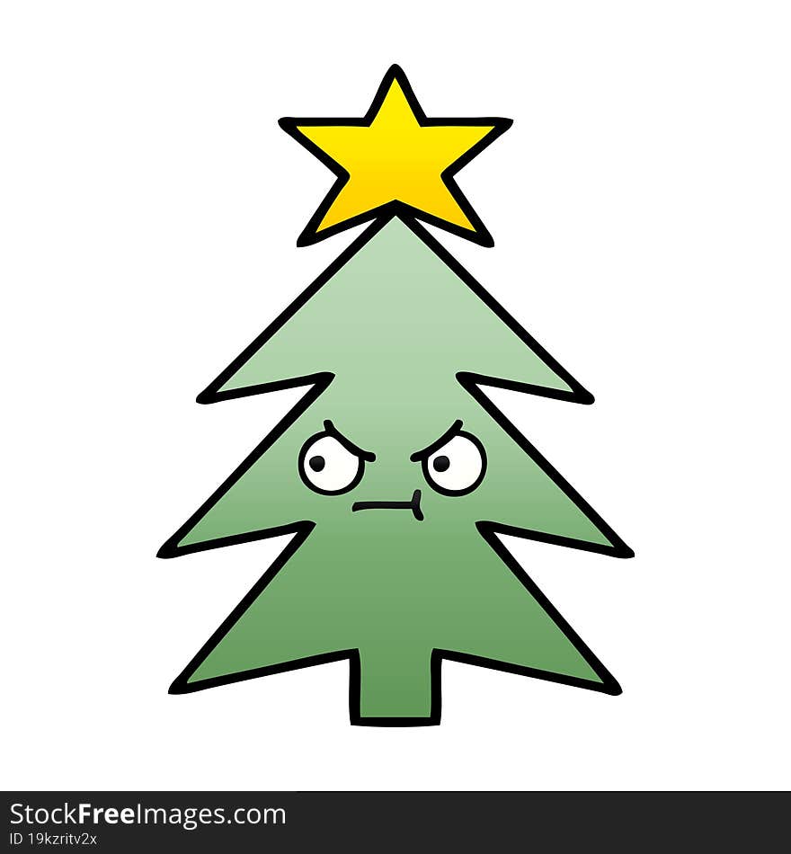 gradient shaded cartoon of a christmas tree