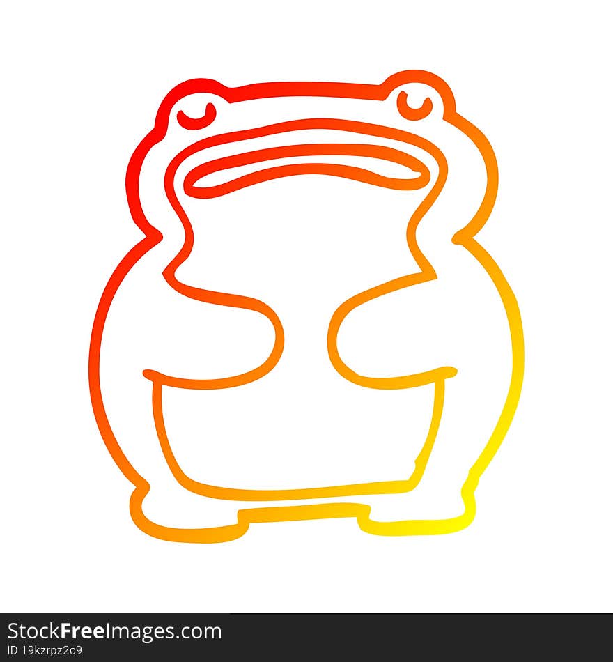 warm gradient line drawing funny cartoon frog