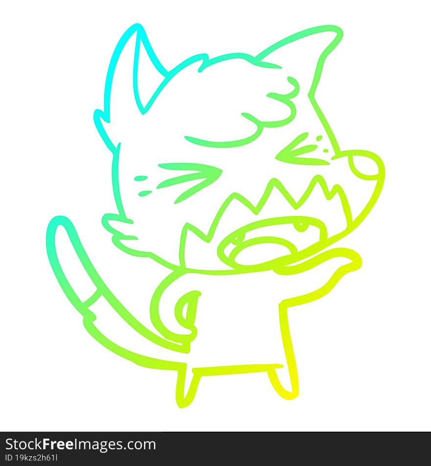 cold gradient line drawing angry cartoon fox