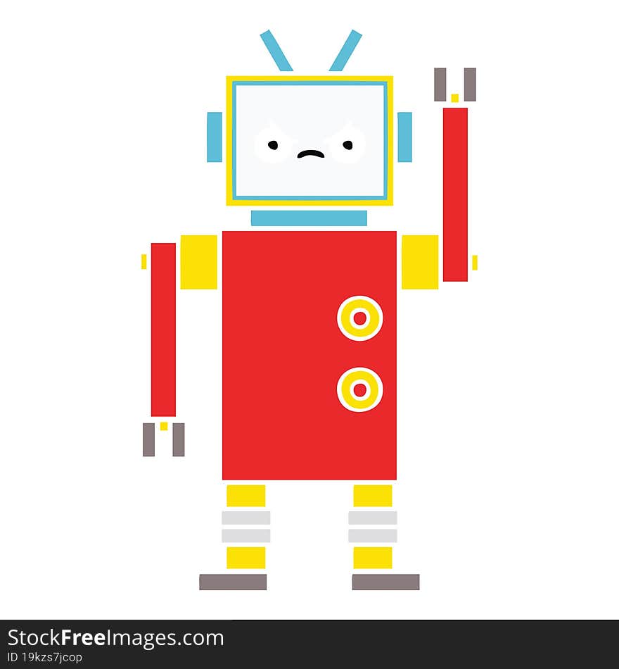 flat color retro cartoon of a robot