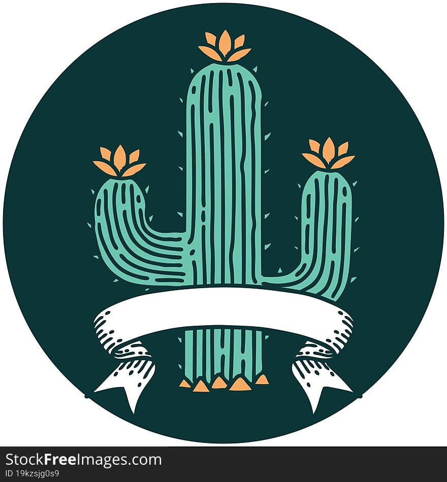 Icon With Banner Of A Cactus