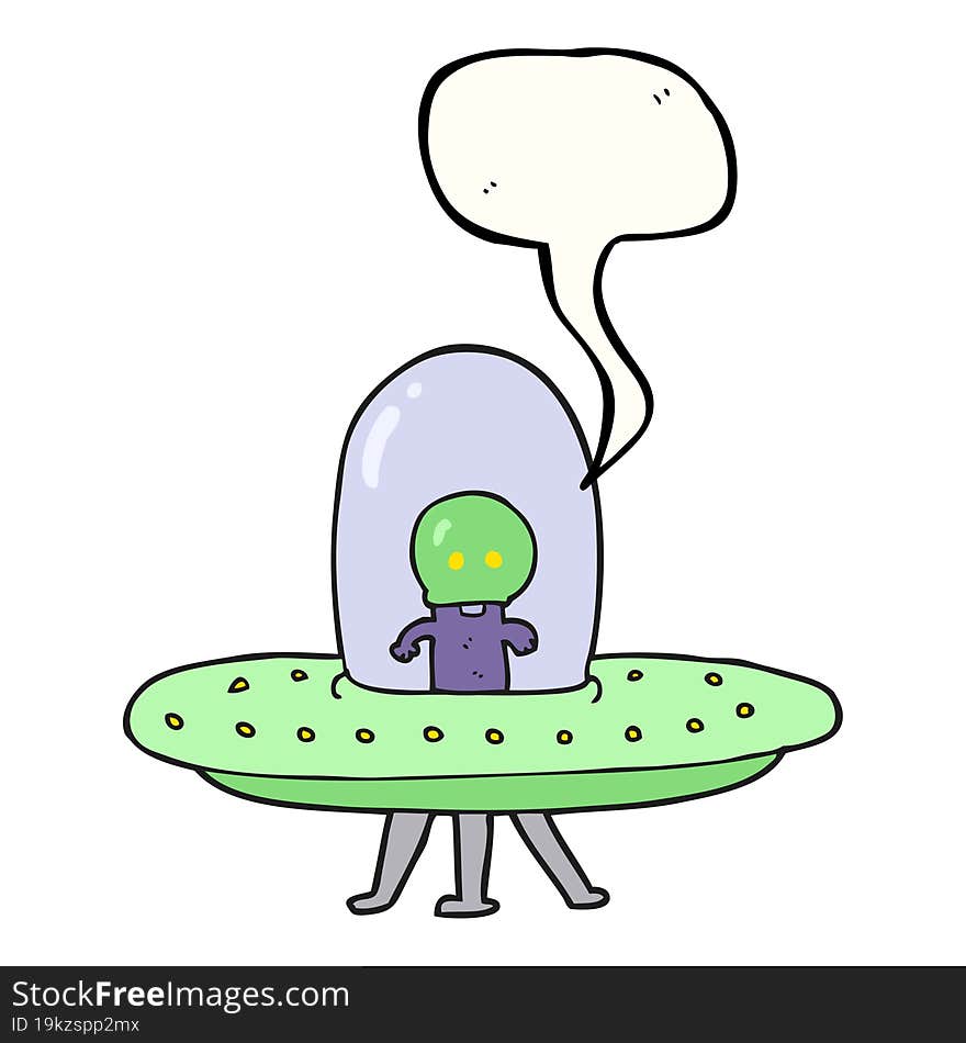 freehand drawn speech bubble cartoon flying saucer