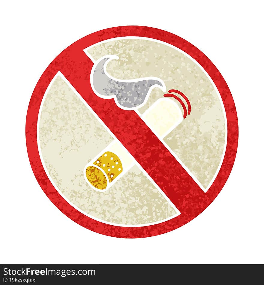 retro illustration style cartoon of a no smoking allowed sign