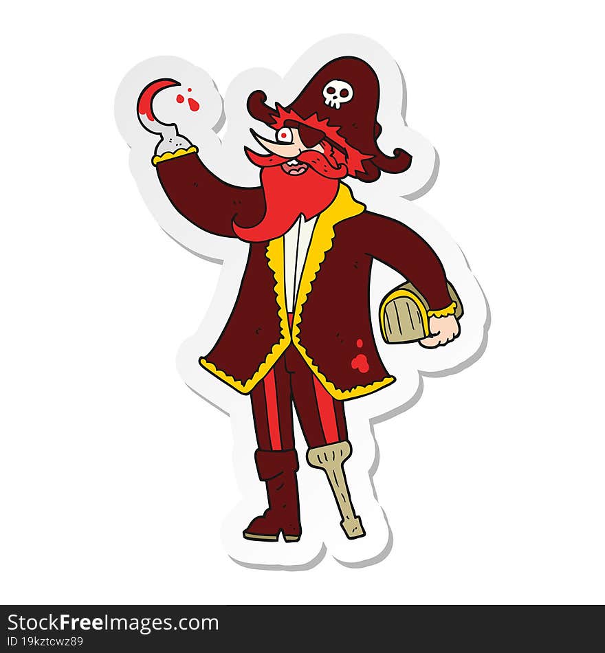 sticker of a cartoon pirate captain