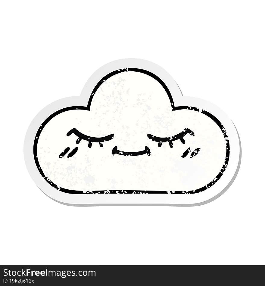 distressed sticker of a cute cartoon white cloud