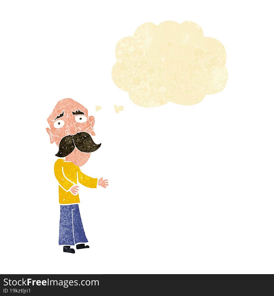 cartoon lonely old man with thought bubble