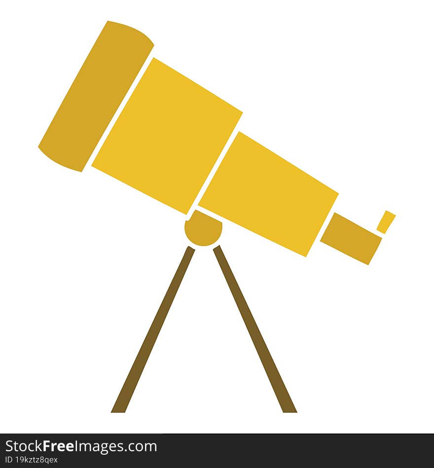 Flat Color Retro Cartoon Telescope