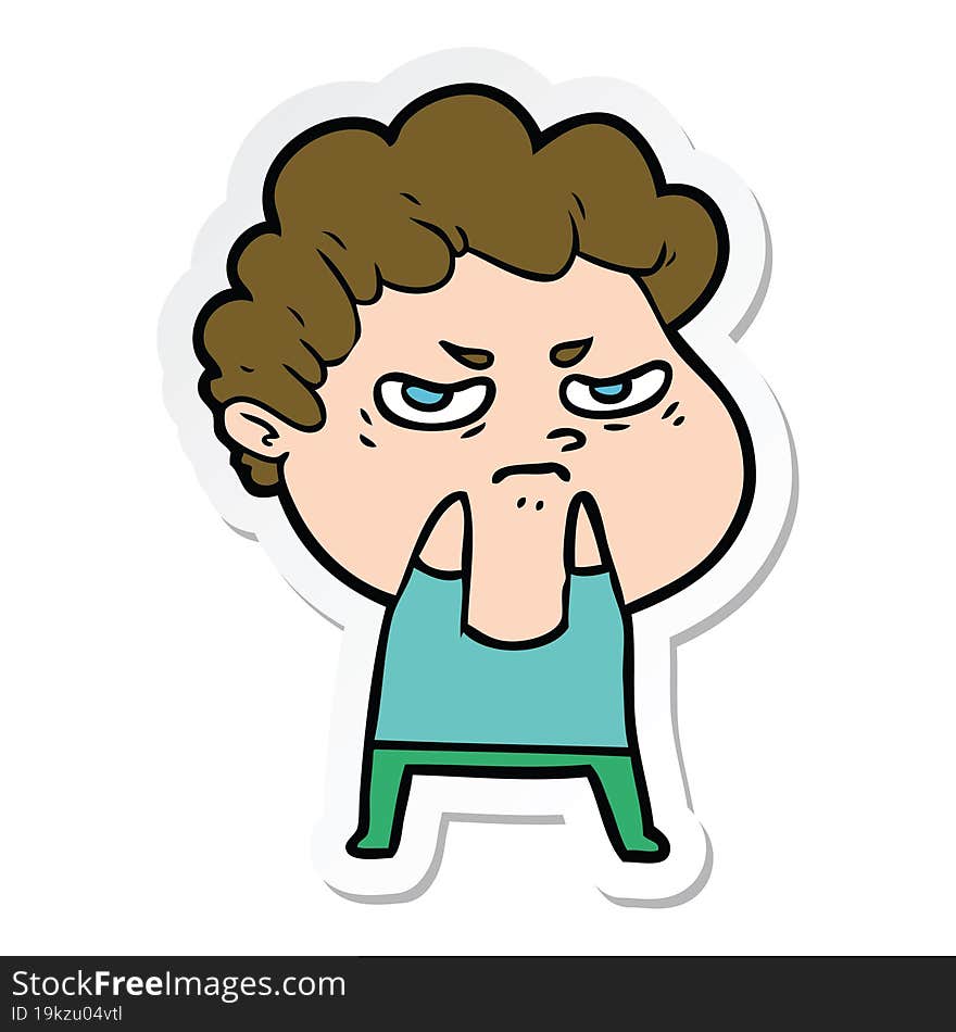 sticker of a cartoon angry man