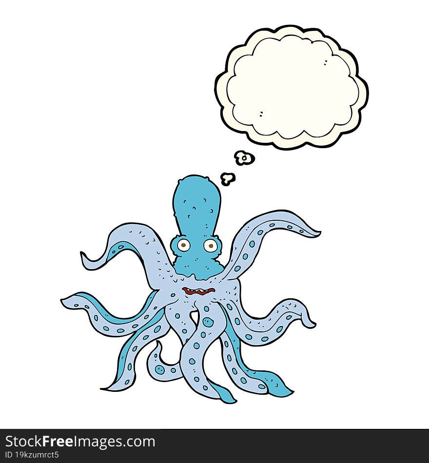 Cartoon Giant Octopus With Thought Bubble