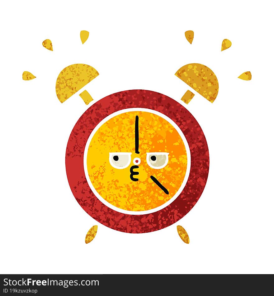 Retro Illustration Style Cartoon Alarm Clock