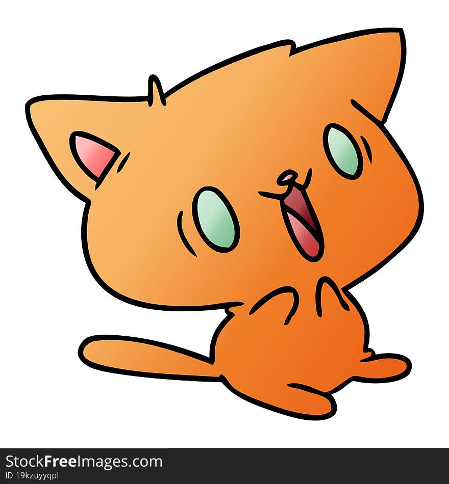 Gradient Cartoon Of Cute Kawaii Cat