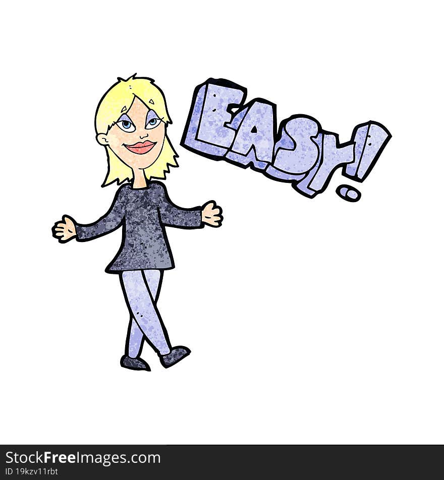 cartoon woman saying easy