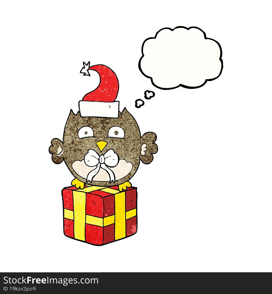 thought bubble textured cartoon christmas owl