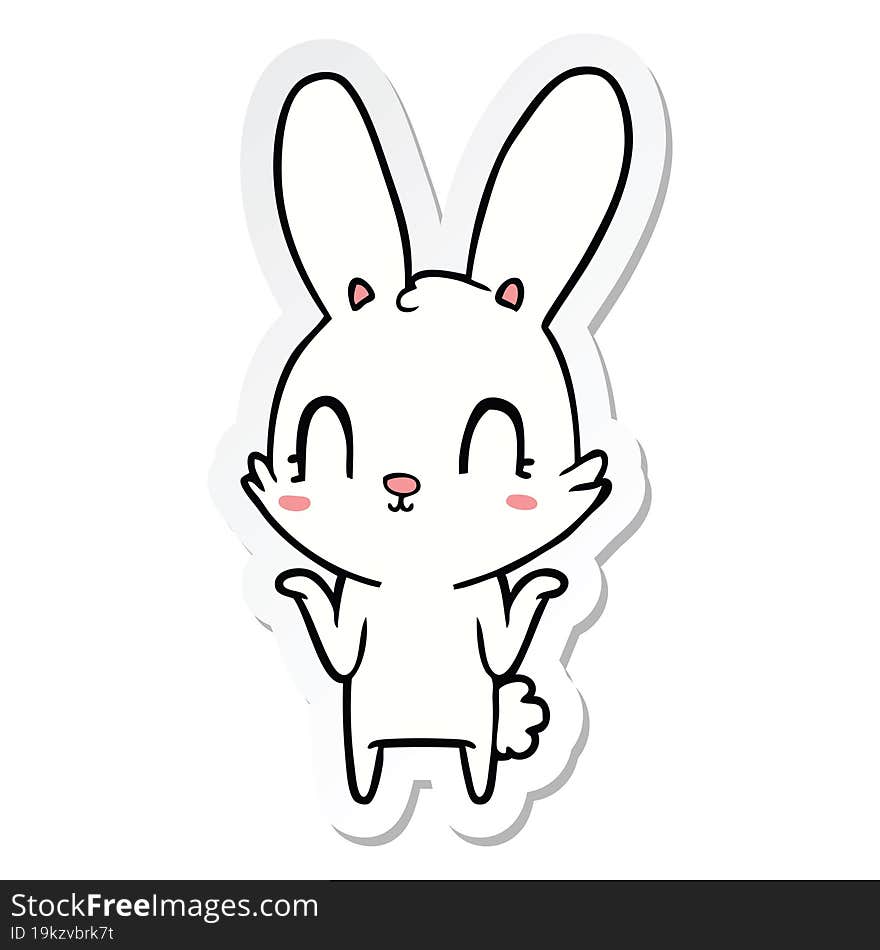 sticker of a cute cartoon rabbit