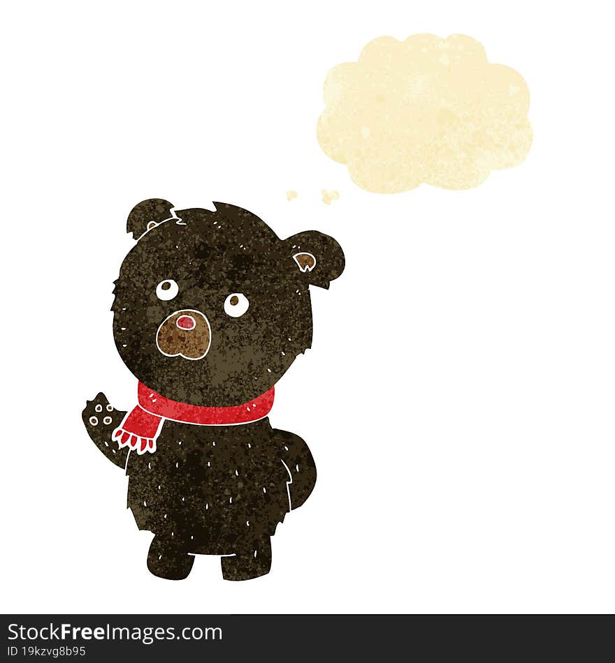 cartoon cute black bear with thought bubble