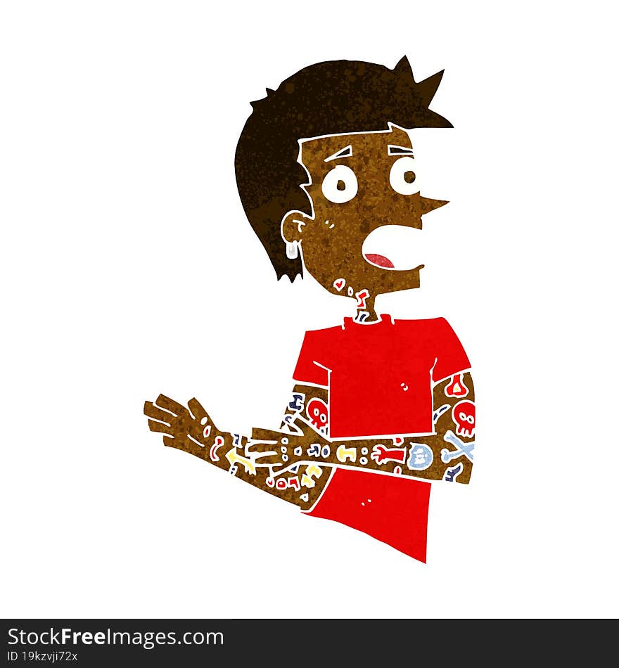 cartoon man with tattoos