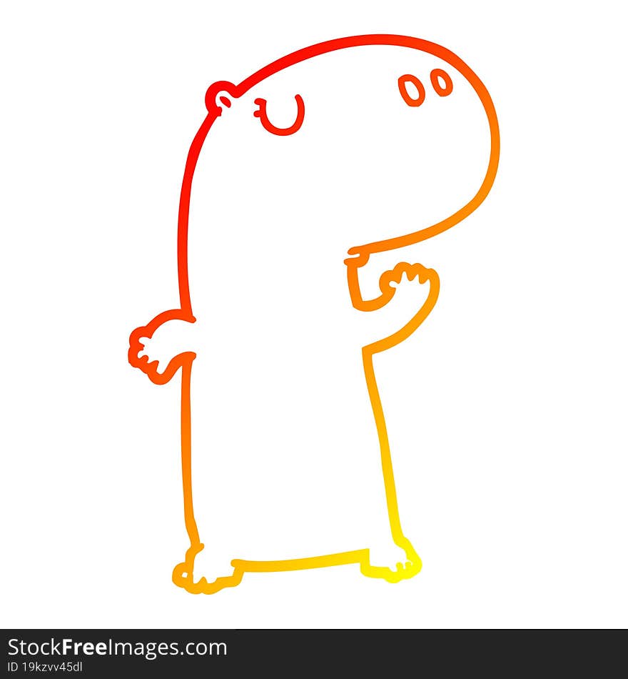 Warm Gradient Line Drawing Cartoon Hippopotamus