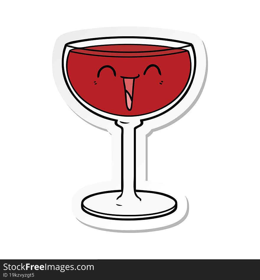 Sticker Of A Cartoon Glass Of Wine