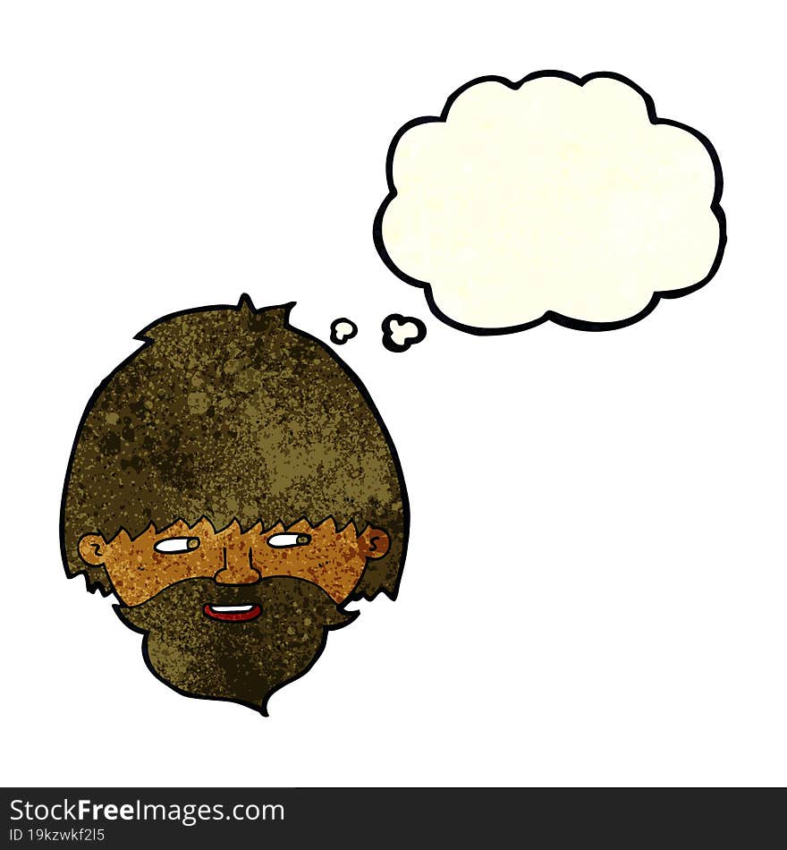 cartoon bearded man with thought bubble