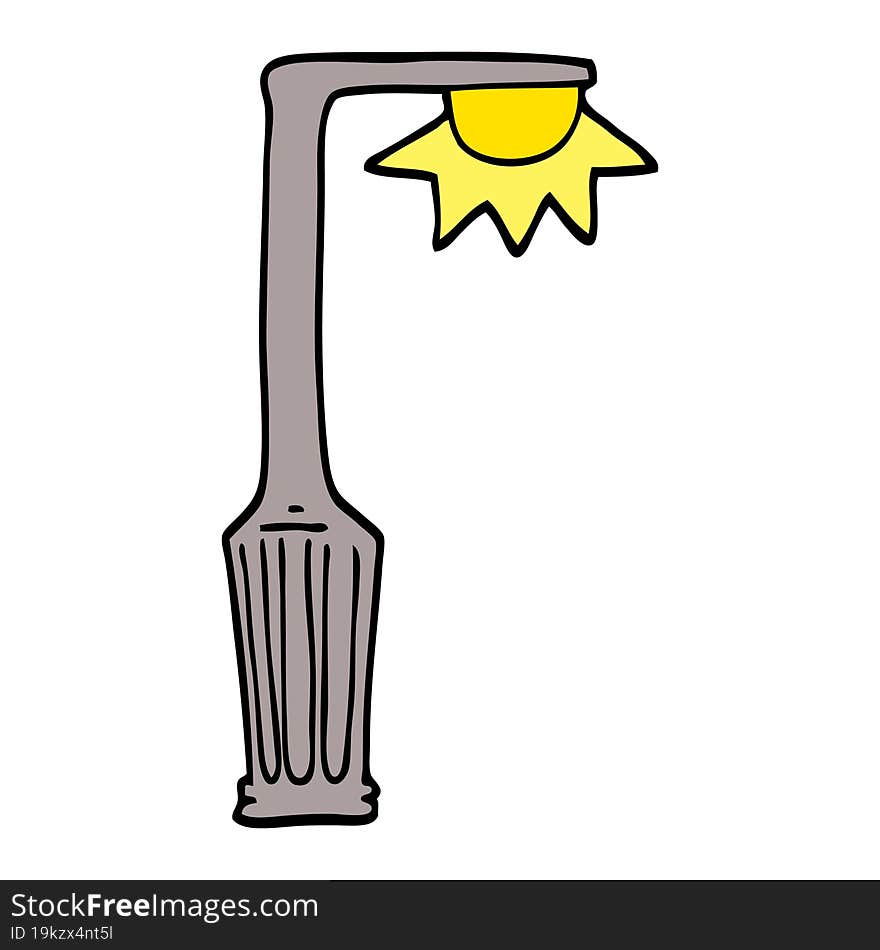 hand drawn doodle style cartoon lamp post