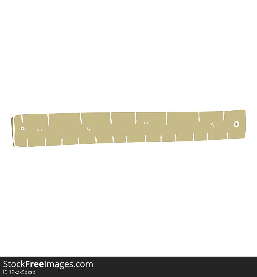 flat color illustration of a cartoon wooden ruler