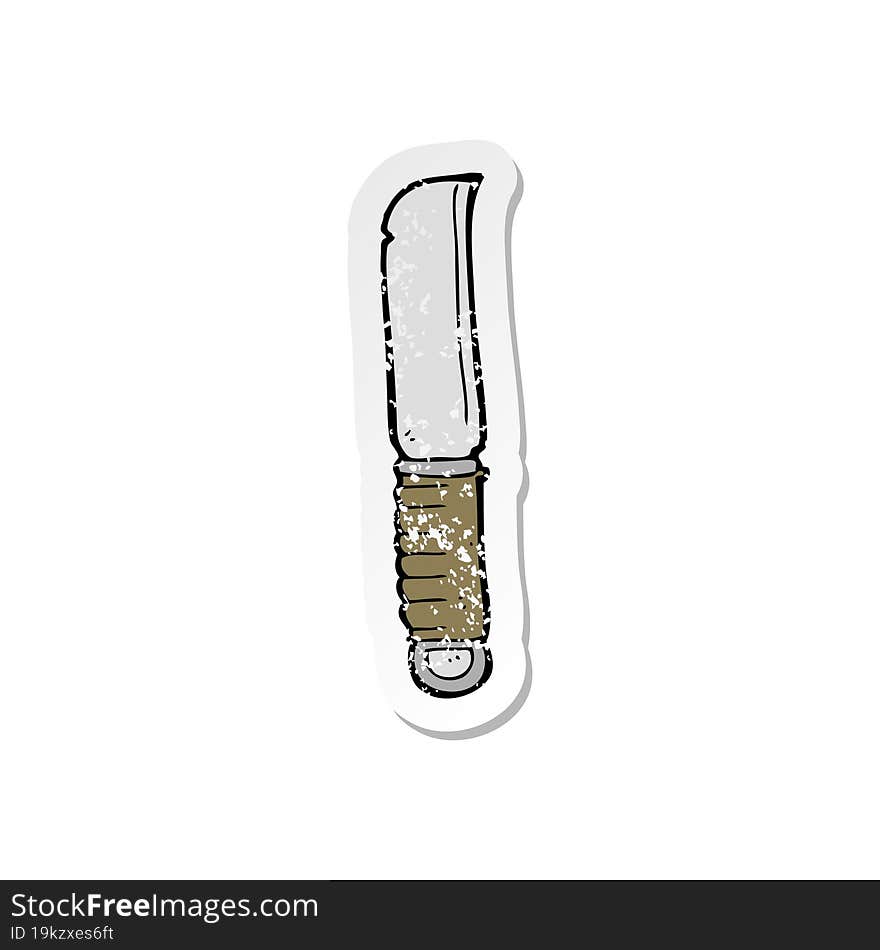 retro distressed sticker of a cartoon knife