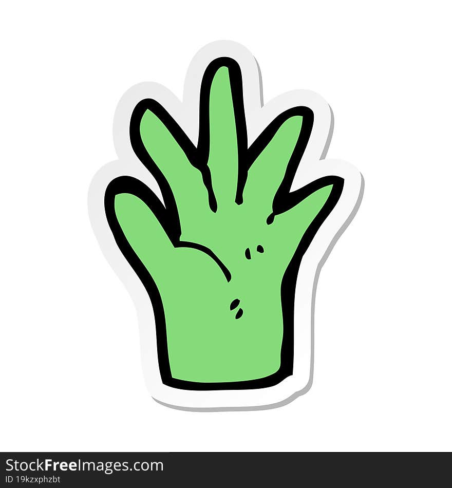 sticker of a cartoon green hand symbol