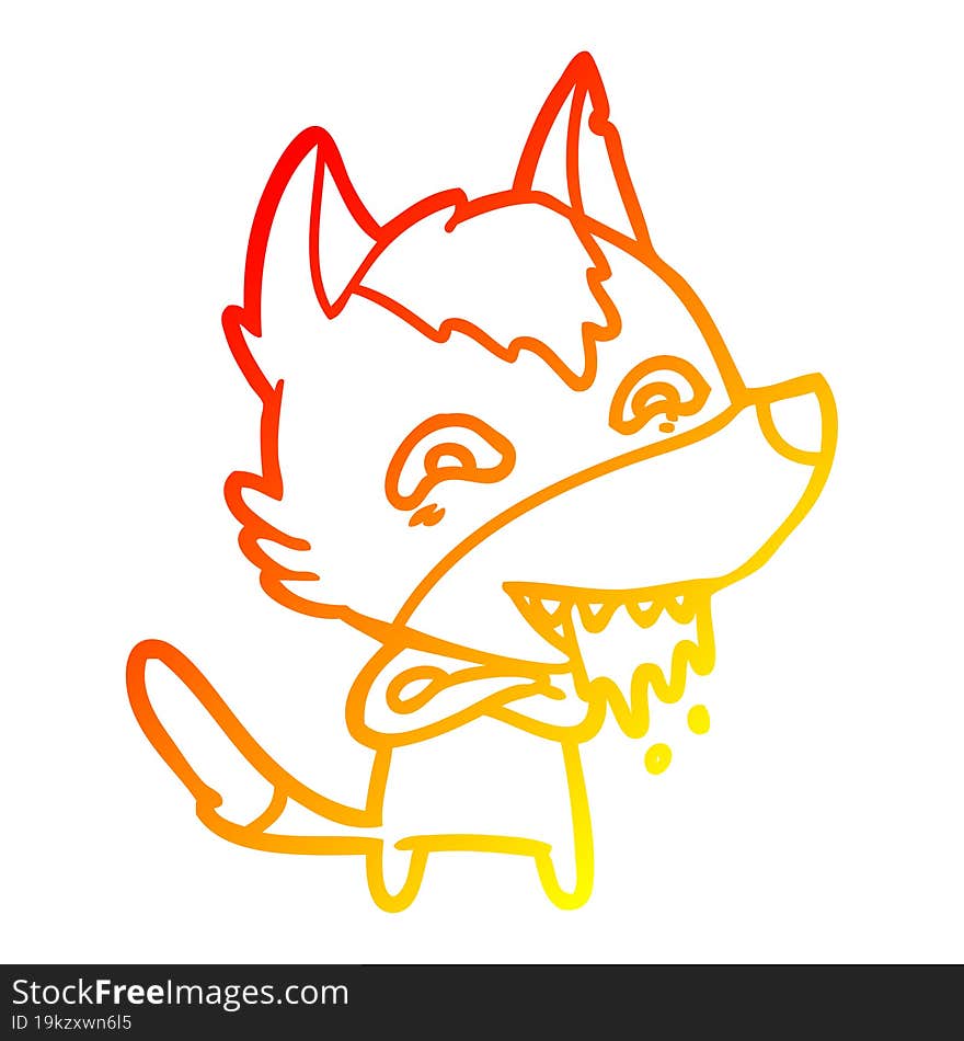 warm gradient line drawing cartoon hungry wolf