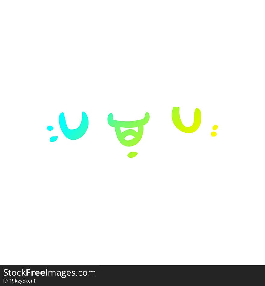 cold gradient line drawing happy cartoon face